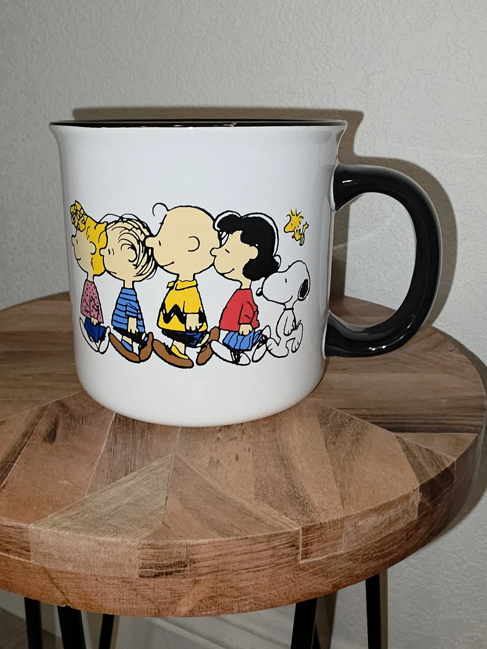 Peanuts Charlie Brown And Friends Ceramic Mug, White & Black Handle & Rim, 21 Oz